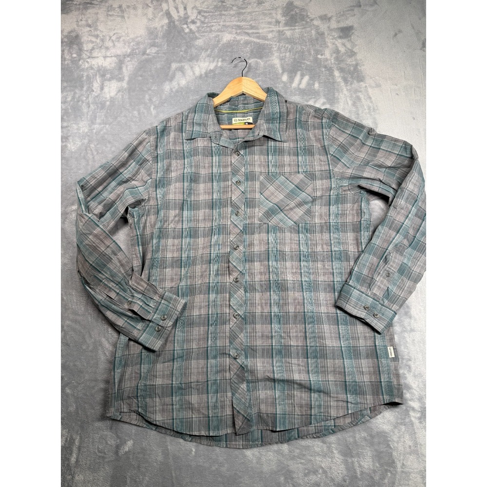 Magellan Outdoor Shirt Mens XL Multicolor Plaid Cotton Classic Fit Button Up